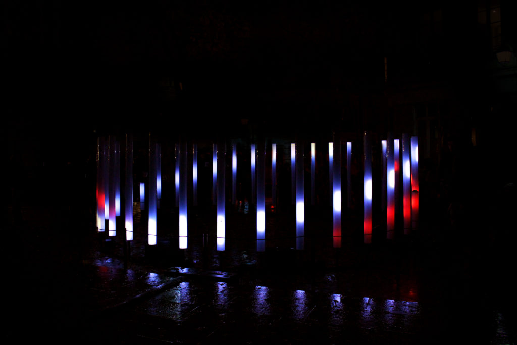 Instalación LuzMadrid Plaza Mercurio. Distrito de Barajas.