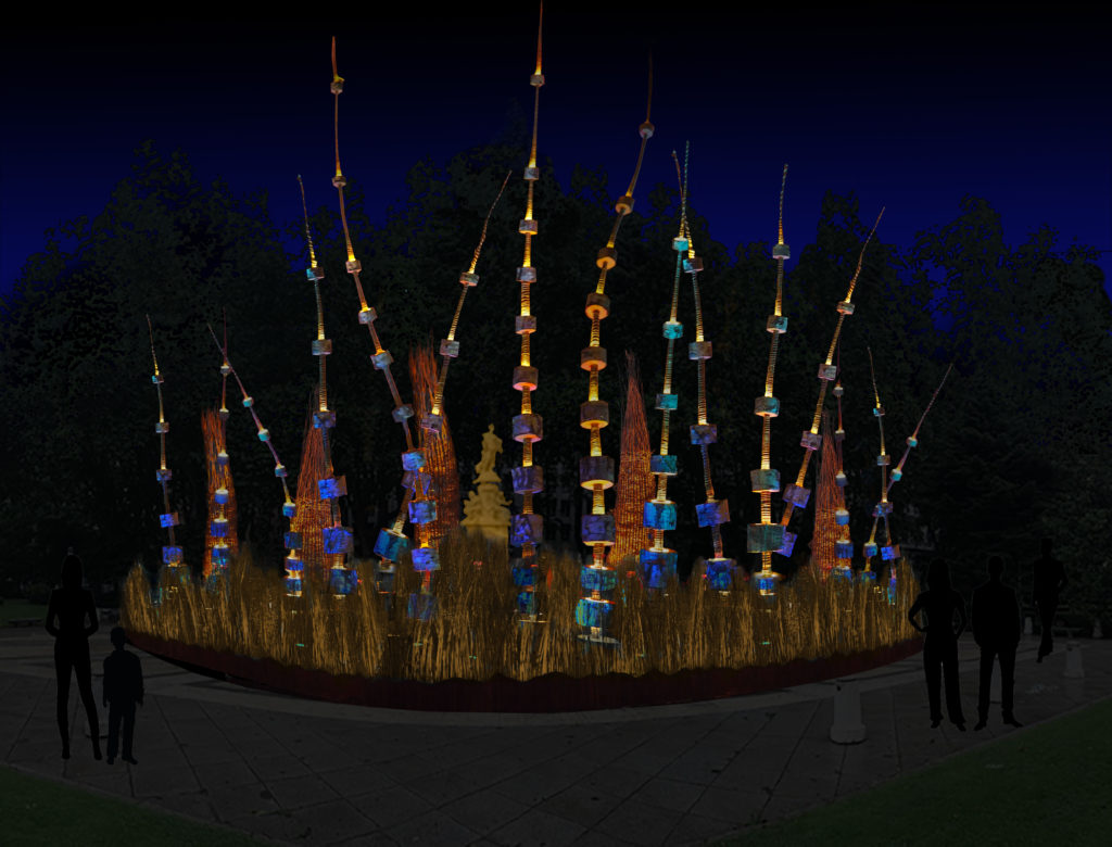 Instalación LuzMadrid Paseo del Prado Fuente de Apolo