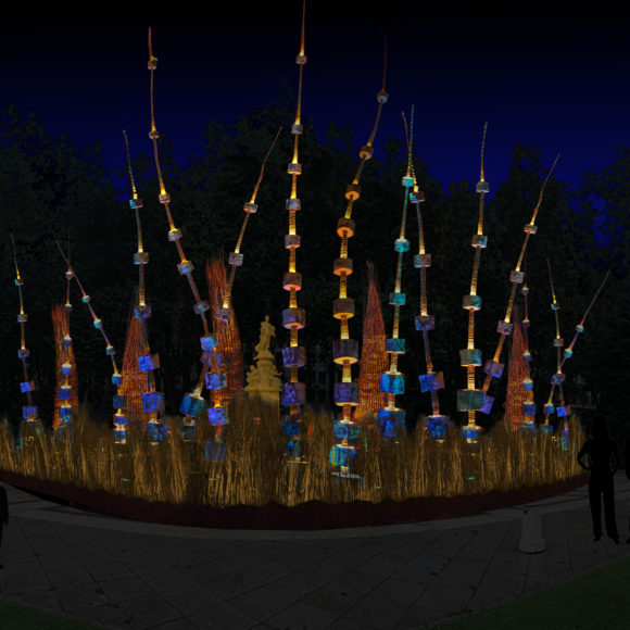 Instalación LuzMadrid Paseo del Prado Fuente de Apolo